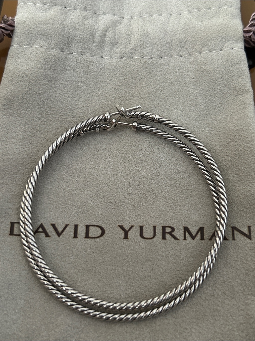 David Yurman Twisted Cable Large Hoop Earrings In Sterling Silver